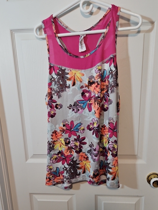 Athletic Works Tops - Athletic Works Floral Tank Dress with Fuchsia Yoke